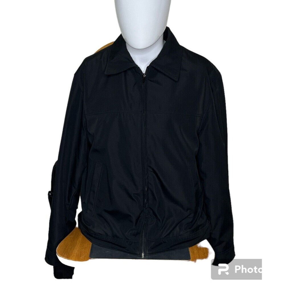 Guess Mens Black Fleece Lines Windbreaker‎ Jacket Medium